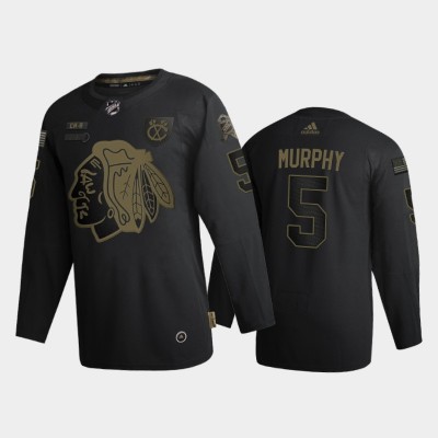 Chicago Chicago Blackhawks #5 Connor Murphy Men's Adidas 2020 Veterans Day Authentic NHL Jersey - Black Men's